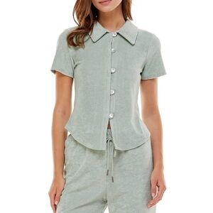 WAYF Naomi Button-Up French Terry Shirt
